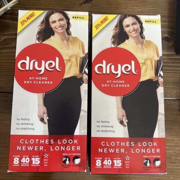 (2) Dryel At-home Dry Cleaner Refills Kit Booster Spray & Cloths (8 Loads Each) - Picture 1 of 7